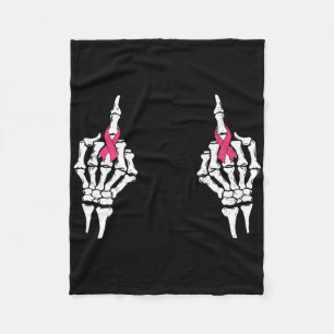 Skeletton Mittelfinger Pink Ribbon Brustkrebs H Fleecedecke