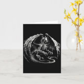 Skeletton Mythischer Drache Atmung Feuer Fantasie  Karte (Gelbe Blume)