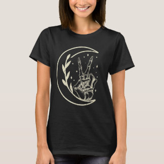 Skeletton Peace Hand Peace Sign Skelett 2 Fingers T-Shirt