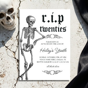 Skeletton RIP Zwanziger Jahre Sonniger 30. Geburts Einladung
