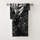 Skeletton-Rose mit Silberschwarz-gotischem Glanz Badhandtuch Set (Insitu)