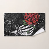 Skeletton-Rose mit Silberschwarz-gotischem Glanz Badhandtuch Set (Handtuch)