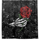 Skeletton-Rose mit Silberschwarz-gotischem Glanz Duschvorhang (Vorderseite)