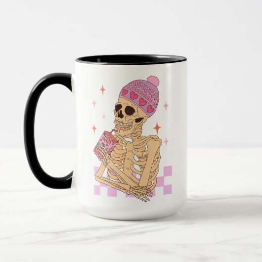 Skeletton Selbstjuice Sarcastic Valentinstag Liebe Tasse (Links)