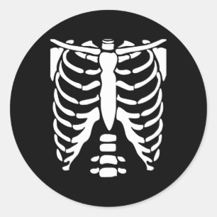 Skeletton Shirt Halloween Kostümrippenkäfig Anatom Runder Aufkleber