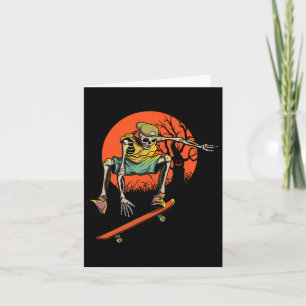 Skeletton-Skater zu Halloween mit Skateboard Karte