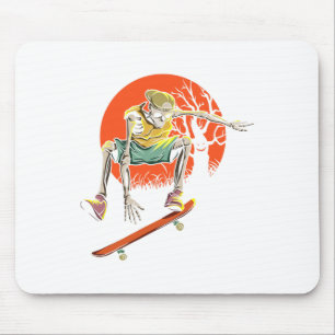 Skeletton-Skater zu Halloween mit Skateboard Mousepad