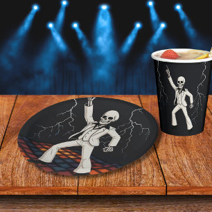 Skeletton Spuk Disco Halloween-Party Pappteller