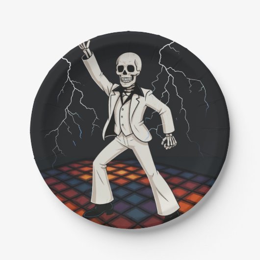 Skeletton Spuk Disco Halloween-Party Pappteller (Vorderseite)