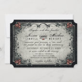 Skelettons Grey Black Heart Wedding "Together with Einladung (Rückseite)