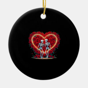 Skelettpaare, die Hände in einem Herzen von Ro Keramik Ornament