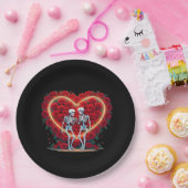 Skelettpaare, die Hände in einem Herzen von Ro Pappteller (Party)