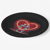 Skelettpaare, die Hände in einem Herzen von Ro Pappteller (Schrägansicht)