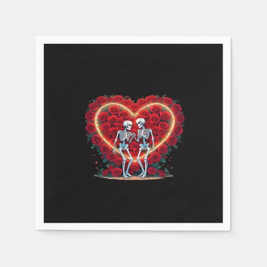 Skelettpaare, die Hände in einem Herzen von Ro Serviette (Vorderseite)