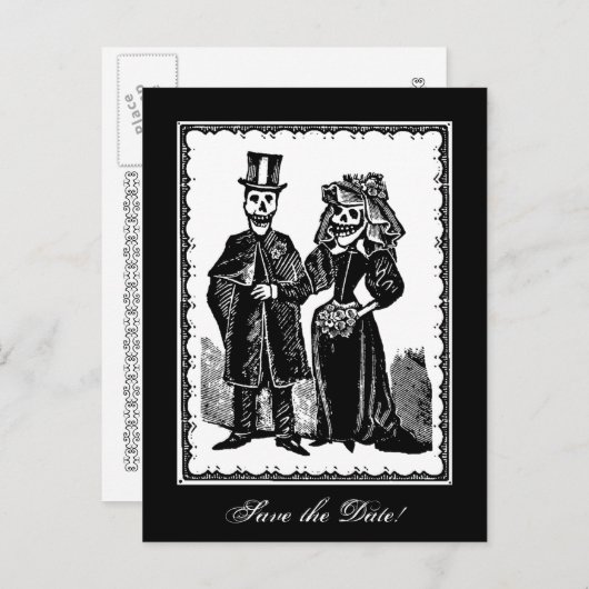 Skelettpaare (Save the Date) - Postkarte (Vorne/Hinten)