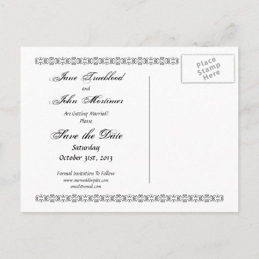 Skelettpaare (Save the Date) - Postkarte (Rückseite)