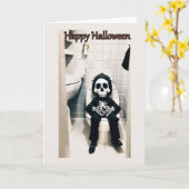 Skelettpit Stopp Halloween-Karte Karte (Gelbe Blume)