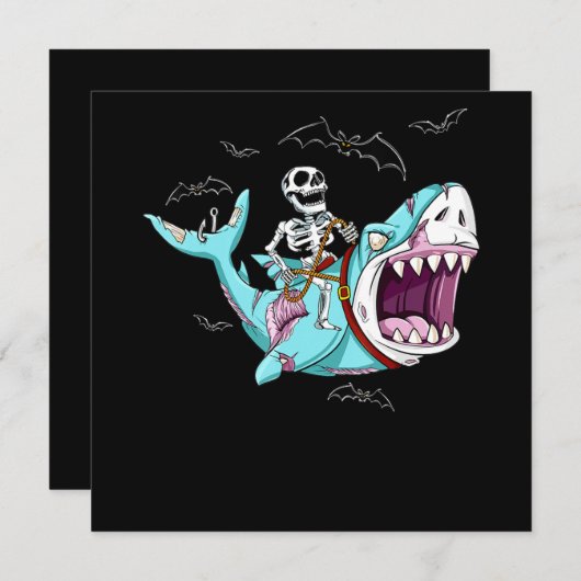 Skelettreise Zombie Shark Funny Halloween Geschenk Einladung (Vorne/Hinten)