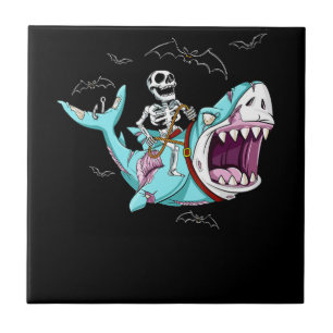 Skelettreise Zombie Shark Funny Halloween Geschenk Fliese