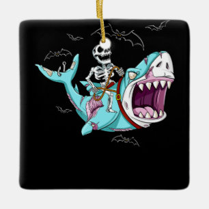 Skelettreise Zombie Shark Funny Halloween Geschenk Keramikornament