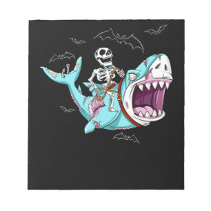 Skelettreise Zombie Shark Funny Halloween Geschenk Notizblock