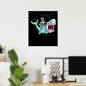 Skelettreise Zombie Shark Funny Halloween Geschenk Poster (Heimbüro)