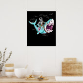 Skelettreise Zombie Shark Funny Halloween Geschenk Poster (Küche)