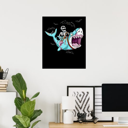 Skelettreise Zombie Shark Funny Halloween Geschenk Poster (Heimbüro)