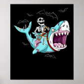 Skelettreise Zombie Shark Funny Halloween Geschenk Poster (Vorne)