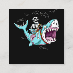 Skelettreise Zombie Shark Funny Halloween Geschenk Quadratische Visitenkarte
