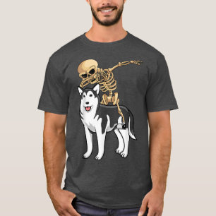 Skelettreisen Sibirien Husky Lazy Halloween Kosten T-Shirt