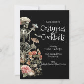 Skelettrosa BlumenHalloween Party Einladung (Vorderseite)