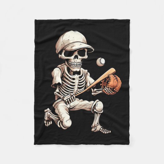 Skeletts Baseball Halloween Skull Lover Fleecedecke (Vorderseite)
