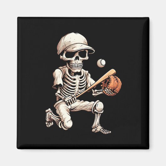 Skeletts Baseball Halloween Skull Lover Magnet (Vorne)
