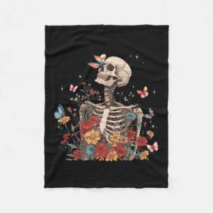 Skeletts Blume Butterfly Floral Halloween Men Wo Fleecedecke