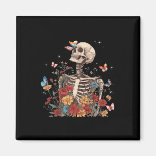 Skeletts Blume Butterfly Floral Halloween Men Wo Magnet