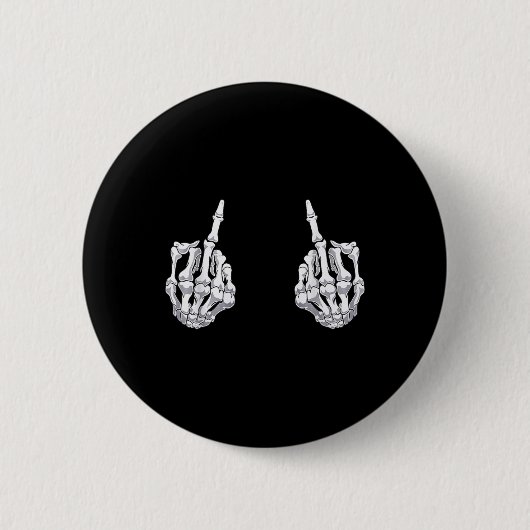 Skeletts Hand Halloween Bones Middle Finger Skull Button (Vorderseite)