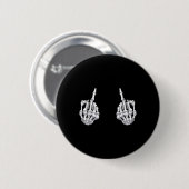 Skeletts Hand Halloween Bones Middle Finger Skull Button (Vorne & Hinten)