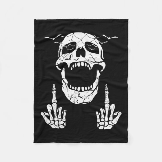 Skeletts Hand Halloween Bones Middle Finger Skull Fleecedecke (Vorderseite)