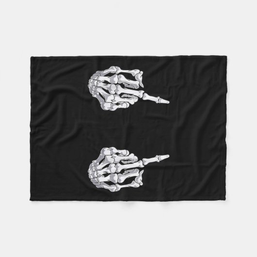 Skeletts Hand Halloween Bones Middle Finger Skull Fleecedecke (Vorderseite (Horizontal))