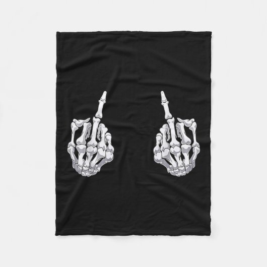 Skeletts Hand Halloween Bones Middle Finger Skull Fleecedecke (Vorderseite)