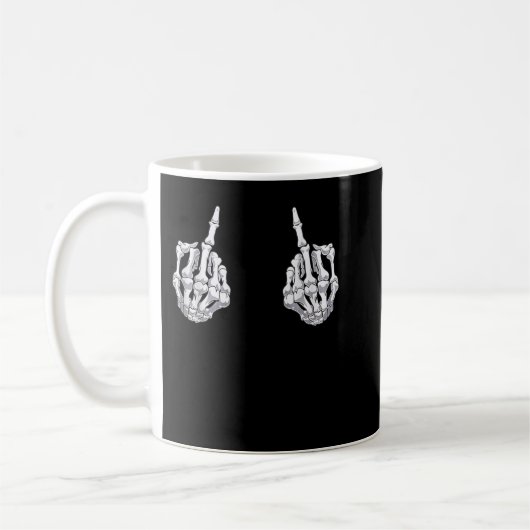 Skeletts Hand Halloween Bones Middle Finger Skull Kaffeetasse (Links)
