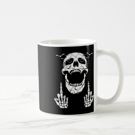 Skeletts Hand Halloween Bones Middle Finger Skull Kaffeetasse (Rechts)