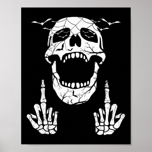 Skeletts Hand Halloween Bones Middle Finger Skull Poster (Vorne)