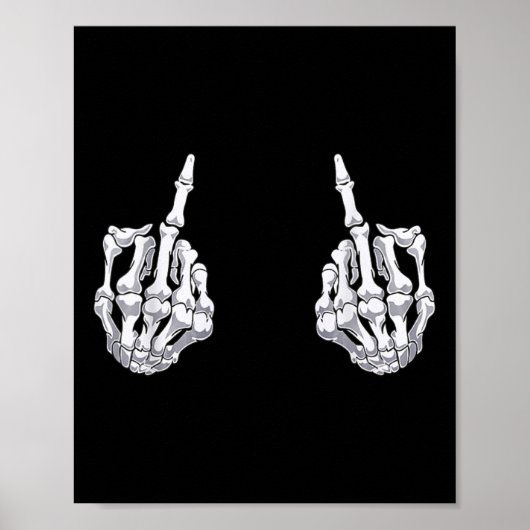 Skeletts Hand Halloween Bones Middle Finger Skull Poster (Vorne)