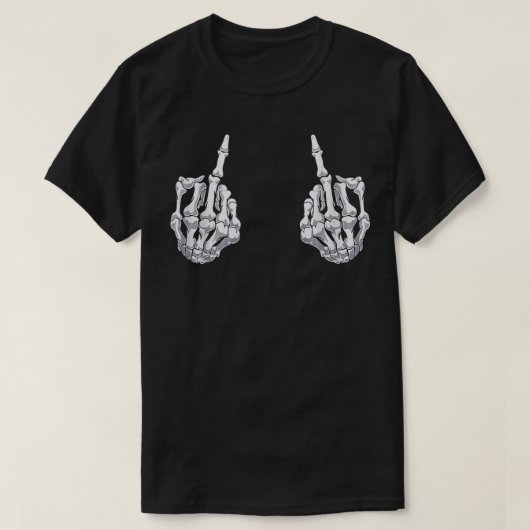 Skeletts Hand Halloween Bones Middle Finger Skull T-Shirt (Design vorne)