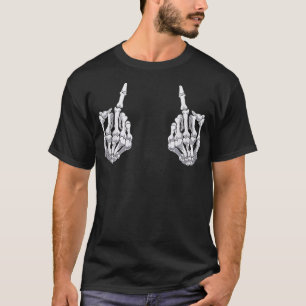 Skeletts Hand Halloween Bones Middle Finger Skull T-Shirt