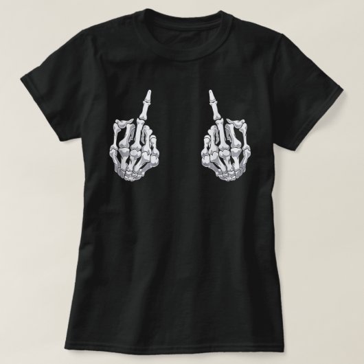 Skeletts Hand Halloween Bones Middle Finger Skull T-Shirt (Design vorne)