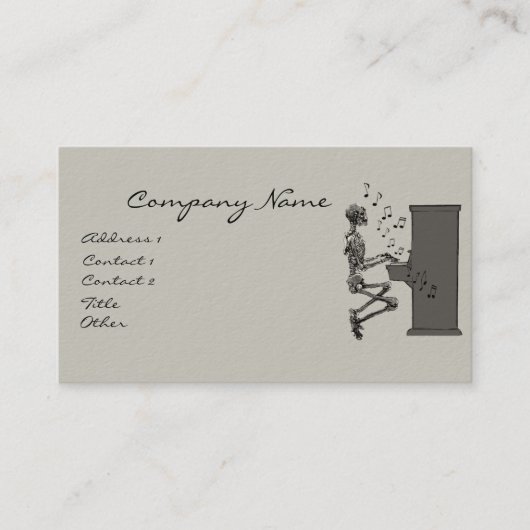 Skeletts Piano Musik Funny Visitenkarte (Vorderseite)