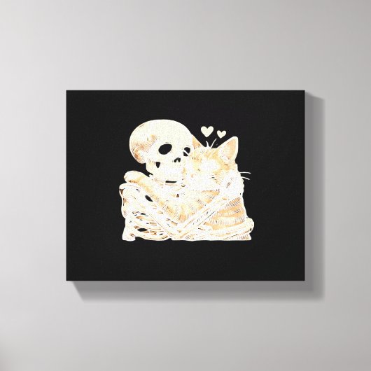Skeletts Umarmung KatzenHalloween Katze Lover Katz Leinwanddruck (Vorderseite)